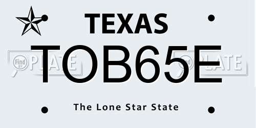TOB65E Texas License Plate