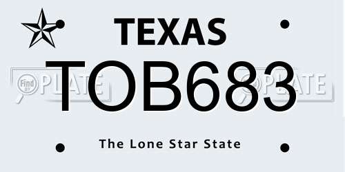 TOB683 Texas License Plate