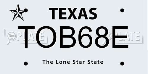 TOB68E Texas License Plate