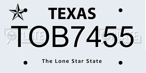 TOB7455 Texas License Plate