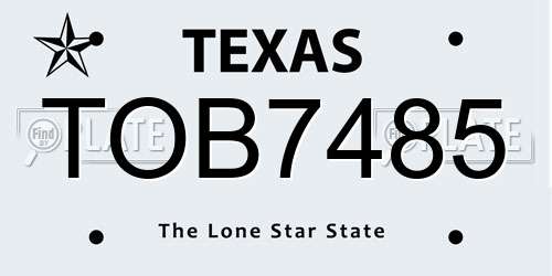 TOB7485 Texas License Plate