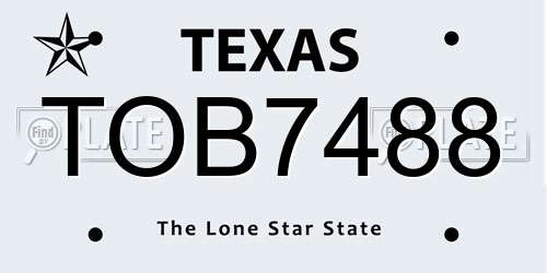 TOB7488 Texas License Plate