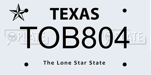 TOB804 Texas License Plate