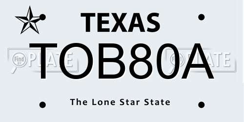 TOB80A Texas License Plate