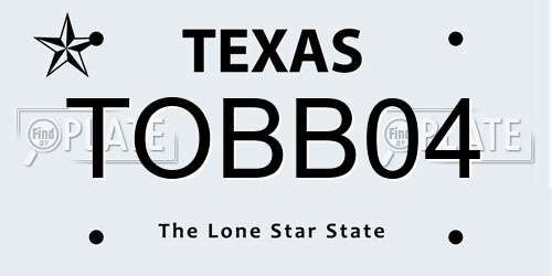 TOBB04 Texas License Plate