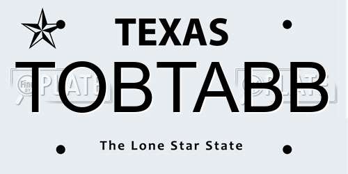 TOBTABB Texas License Plate