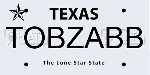 TOBZABB Texas License Plate