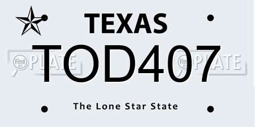 TOD407 Texas License Plate