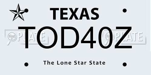 TOD40Z Texas License Plate