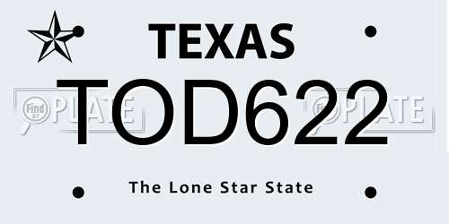 TOD622 Texas License Plate