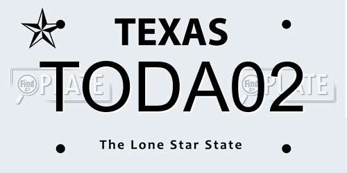 TODA02 Texas License Plate