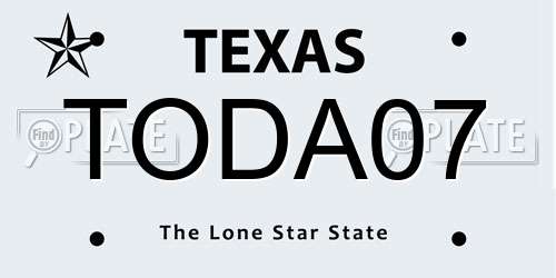 TODA07 Texas License Plate