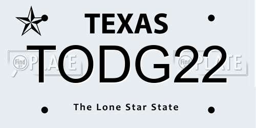TODG22 Texas License Plate