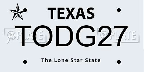 TODG27 Texas License Plate
