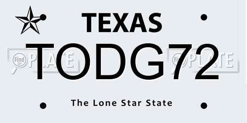 TODG72 Texas License Plate