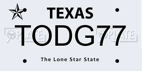 TODG77 Texas License Plate
