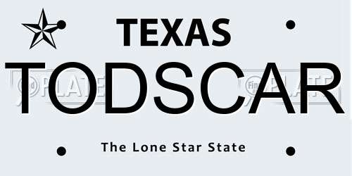 TODSCAR Texas License Plate