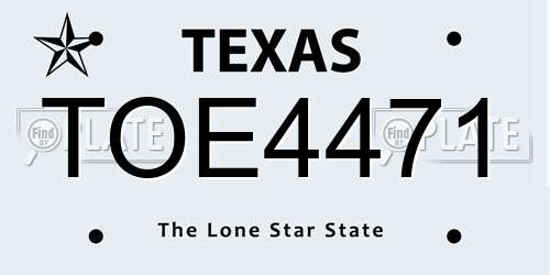 TOE4471 Texas License Plate