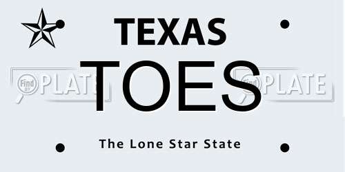 TOES Texas License Plate