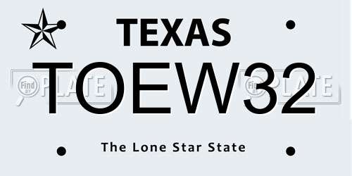 TOEW32 Texas License Plate