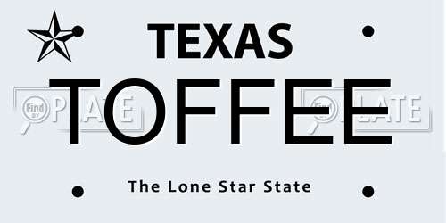 TOFFEE Texas License Plate