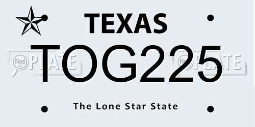 TOG225 Texas License Plate