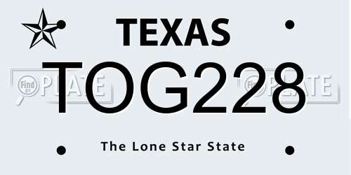 TOG228 Texas License Plate