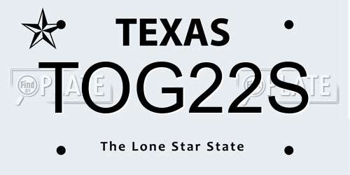 TOG22S Texas License Plate
