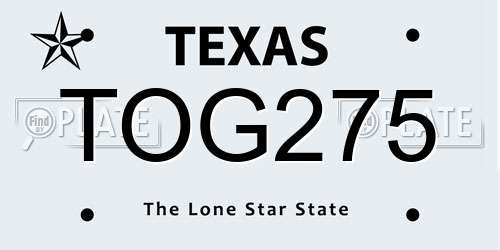TOG275 Texas License Plate