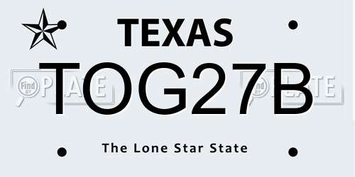 TOG27B Texas License Plate