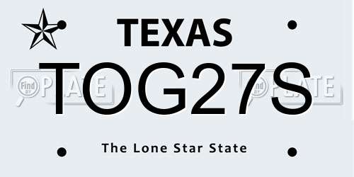TOG27S Texas License Plate
