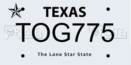 TOG775 Texas License Plate