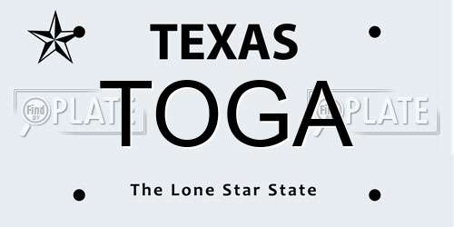 TOGA Texas License Plate