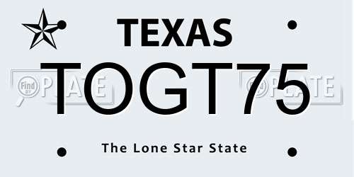 TOGT75 Texas License Plate