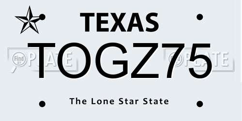 TOGZ75 Texas License Plate