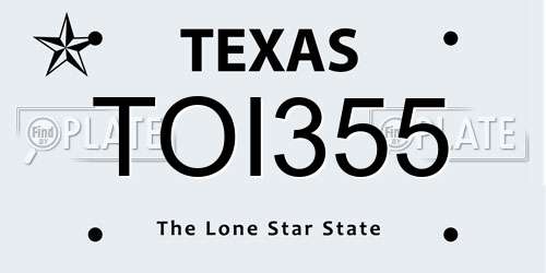 TOI355 Texas License Plate