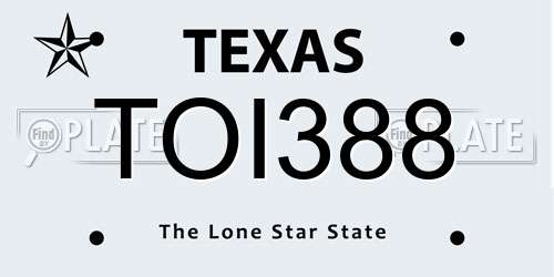 TOI388 Texas License Plate
