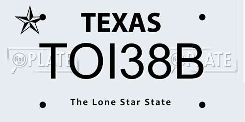 TOI38B Texas License Plate