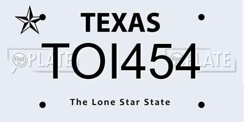 TOI454 Texas License Plate