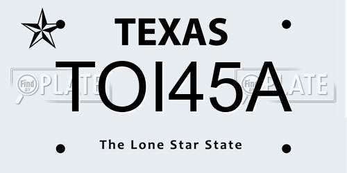 TOI45A Texas License Plate