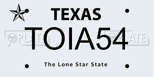 TOIA54 Texas License Plate