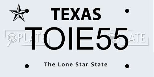 TOIE55 Texas License Plate