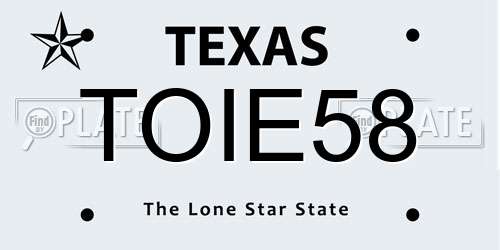 TOIE58 Texas License Plate