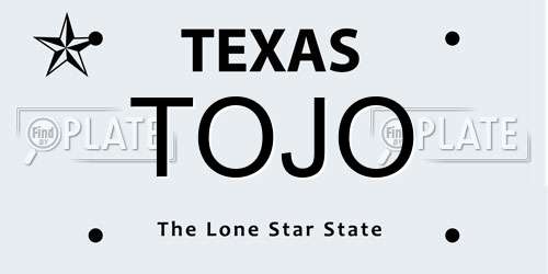 TOJO Texas License Plate