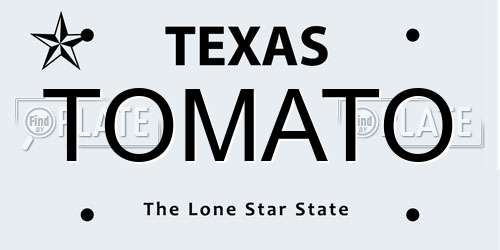 TOMATO Texas License Plate