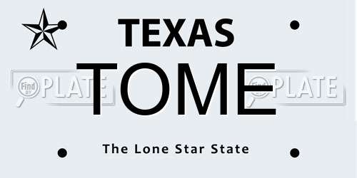 TOME Texas License Plate