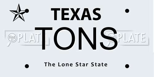 TONS Texas License Plate
