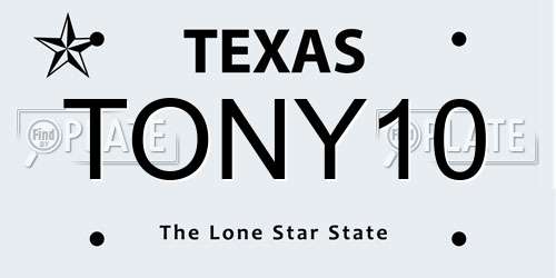 TONY10 Texas License Plate