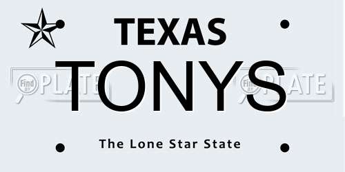 TONYS Texas License Plate
