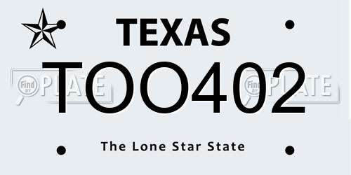 TOO402 Texas License Plate